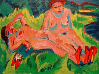 Deux nus roses au bord du lac - Ernst Ludwig Kirchner